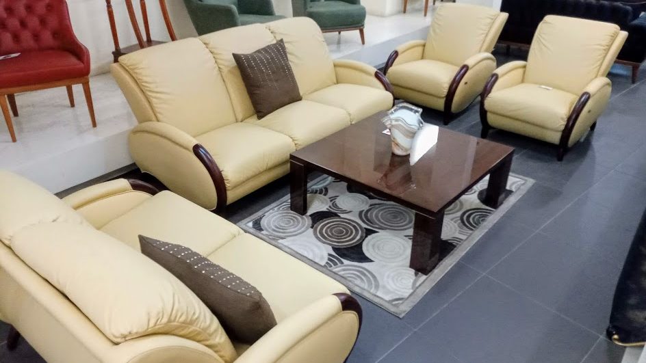 Modern italian couch set at leatherworld luxury italian furniture store in lagos and abuja, nigeria